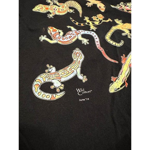 Gildan Lizard Gecko T-Shirt Small short Sleeve Black Unisex School Play EUC - Picture 3 of 4